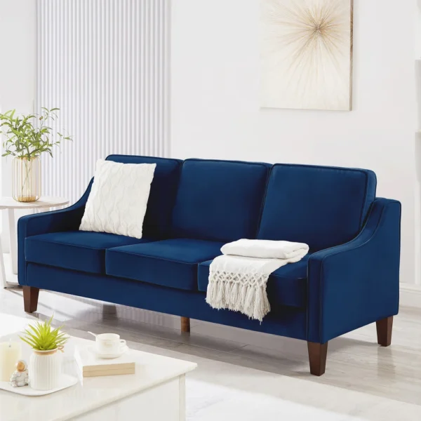 Modern Upholstered Sofa with Wooden Legs for Living Room