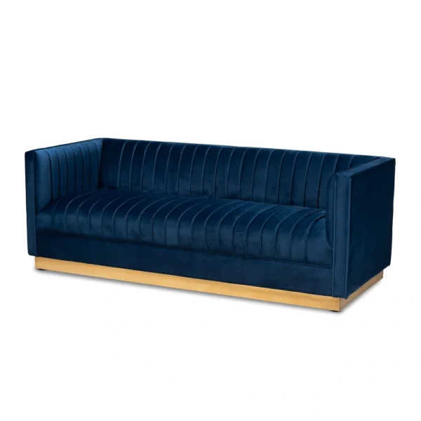 Aveline Glam and Luxe Upholstered Sofa - Blue - Image 2