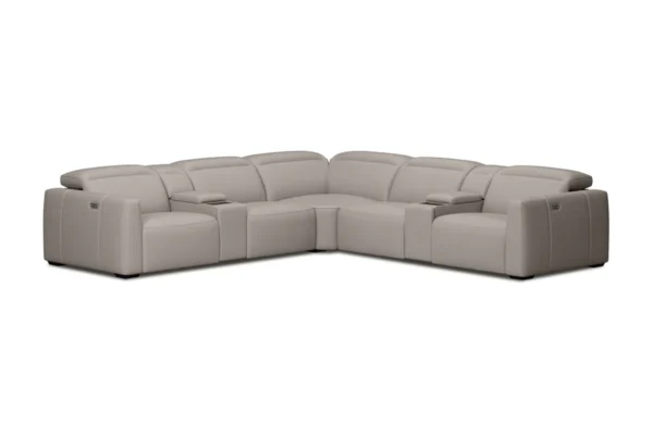 Carmen Leather L-Shape Dual Recliner with Console Sofa - Image 2