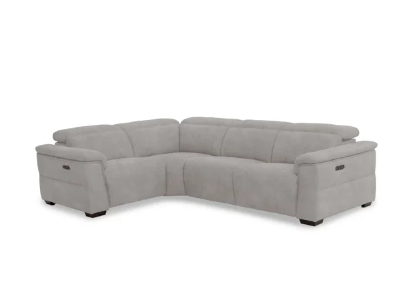 Fabric Double Power Recliner Corner Sofa with Power Headrests
