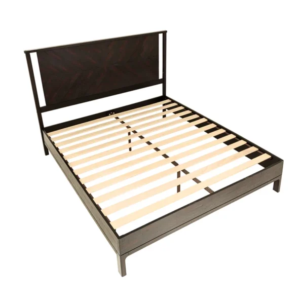 Vivian Solid Wood Platform Bed with Headboard, Rustic Bed Frame - Image 3