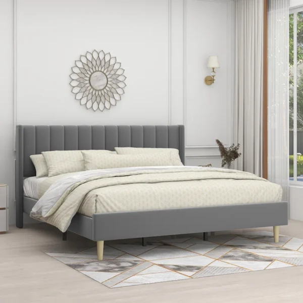 Eriksay Low Profile Upholstered Platform Bed with Winback Headboard
