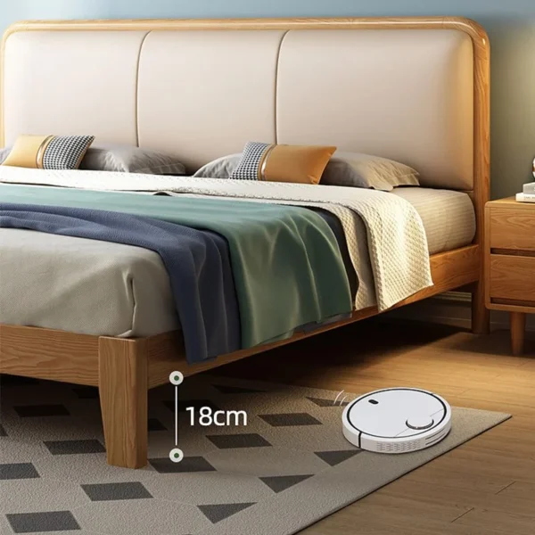 Scandinavian Ash Panel Bed Natural Upholstered Bed Frame with Mattress - Image 3