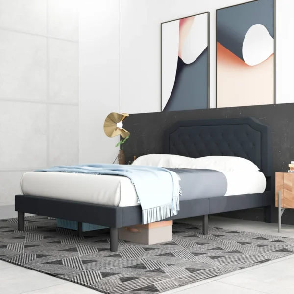 Onua Upholstered Platform Bed With Tufted Headboard and Wooden Frame - Image 9