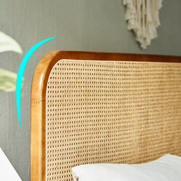 Tropical Rattan Style Bed in Brown with Headboard and Footboard - Image 10