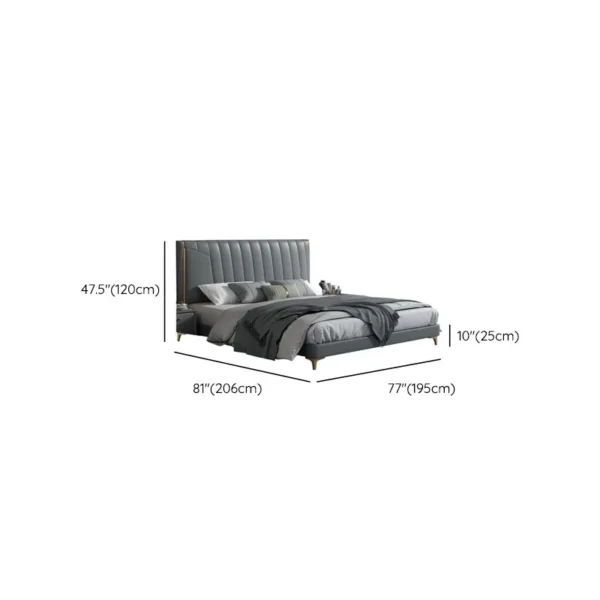 Modern Panel Bed Foam Gray Standard Bed with Upholstered Headboard - Image 12