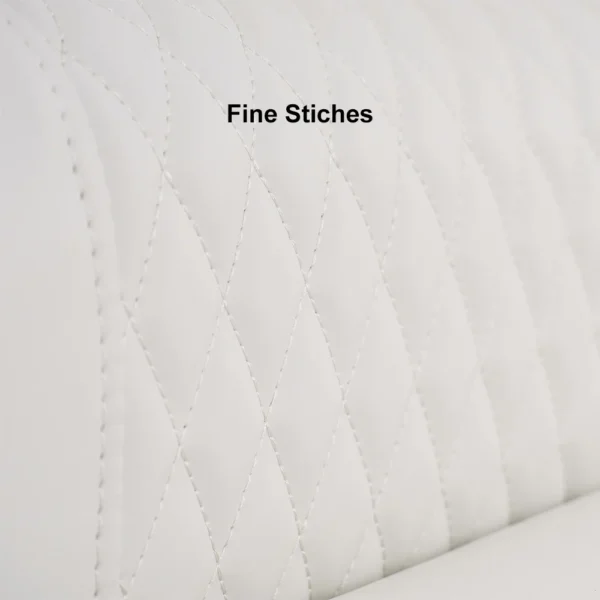 White Wingback King Bed with Faux Leather Upholstered Headboard & Wood Slats - Image 10