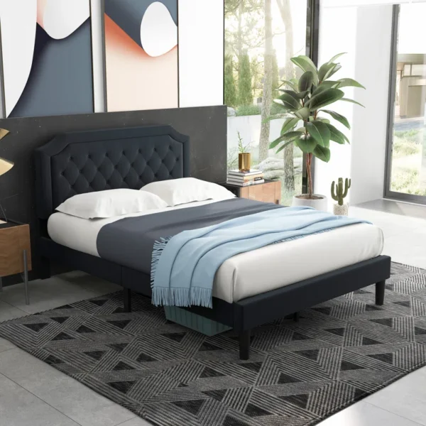 Onua Upholstered Platform Bed With Tufted Headboard and Wooden Frame - Image 10