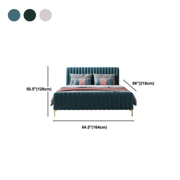 Glam Style Bed Frame Solid Color Standard Bed with Headboard - Image 7