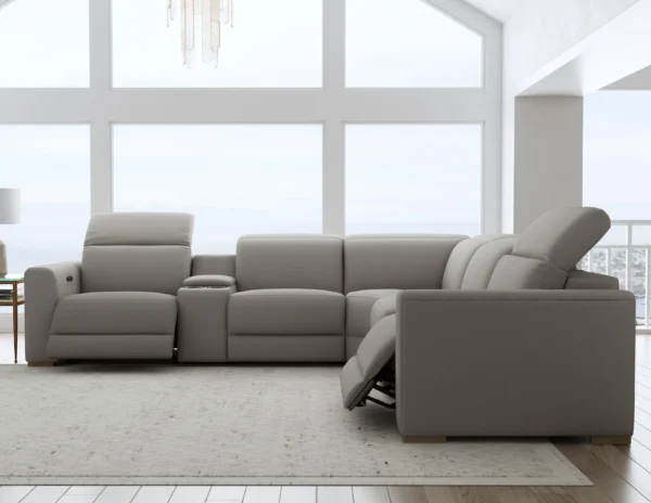 Aurora Leather Power Headrest Power Reclining Sectional - Image 9