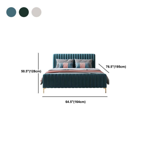 Glam Style Bed Frame Solid Color Standard Bed with Headboard - Image 8