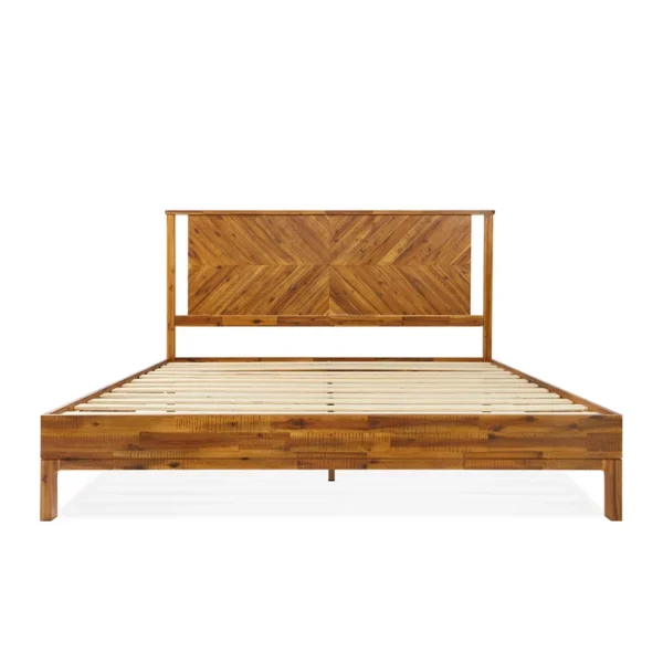 Vivian Solid Wood Platform Bed with Headboard, Rustic Bed Frame - Image 12