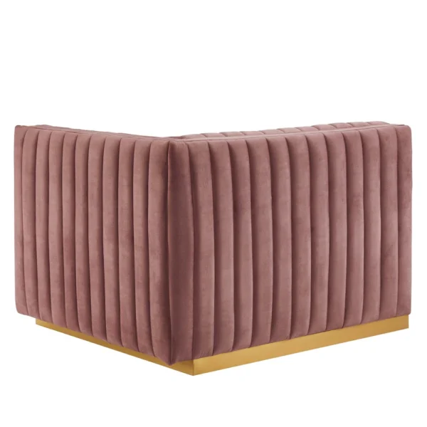 Conjure Channel Tufted Performance Velvet 4-Piece Sectional - Gold Dusty Rose - Image 12