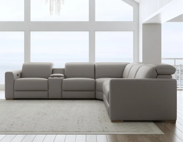 Aurora Leather Power Headrest Power Reclining Sectional - Image 10