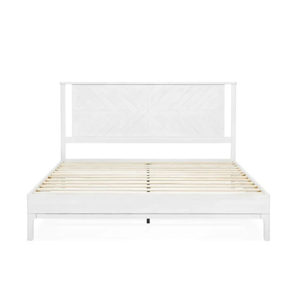 Vivian Solid Wood Platform Bed with Headboard, Rustic Bed Frame - Image 12