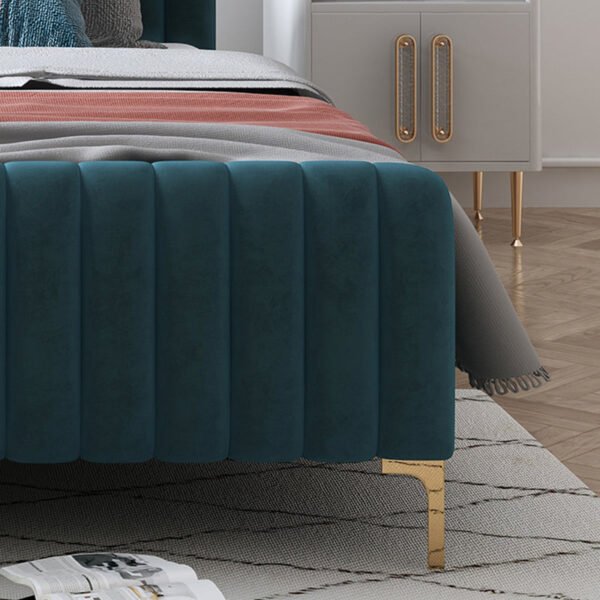Glam Style Bed Frame Solid Color Standard Bed with Headboard - Image 9