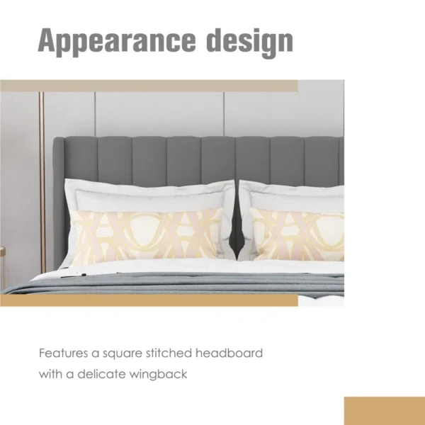 Eriksay Low Profile Upholstered Platform Bed with Winback Headboard - Image 13