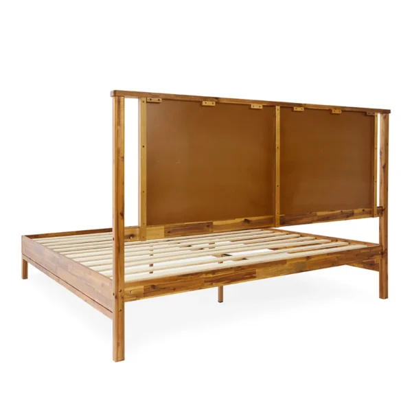 Vivian Solid Wood Platform Bed with Headboard, Rustic Bed Frame - Image 13