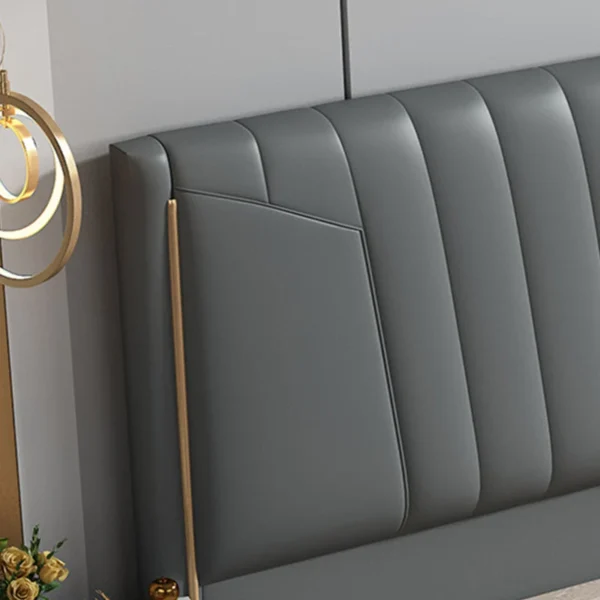 Modern Panel Bed Foam Gray Standard Bed with Upholstered Headboard - Image 15
