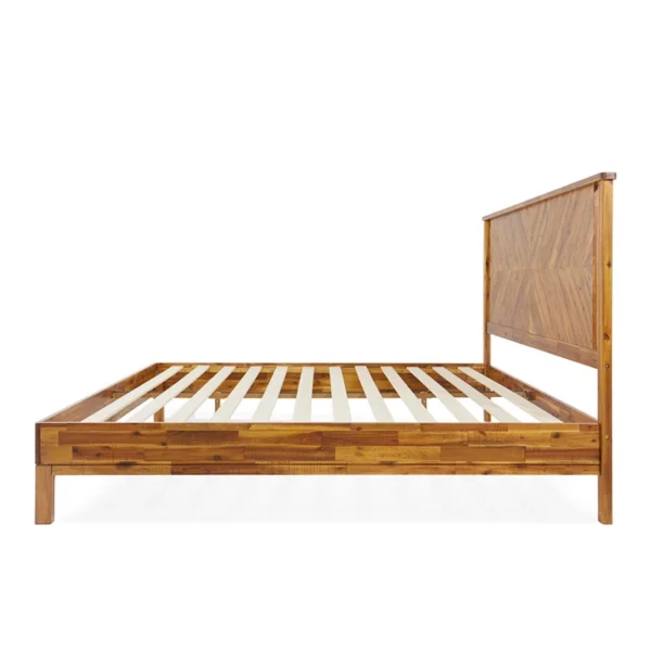 Vivian Solid Wood Platform Bed with Headboard, Rustic Bed Frame - Image 14