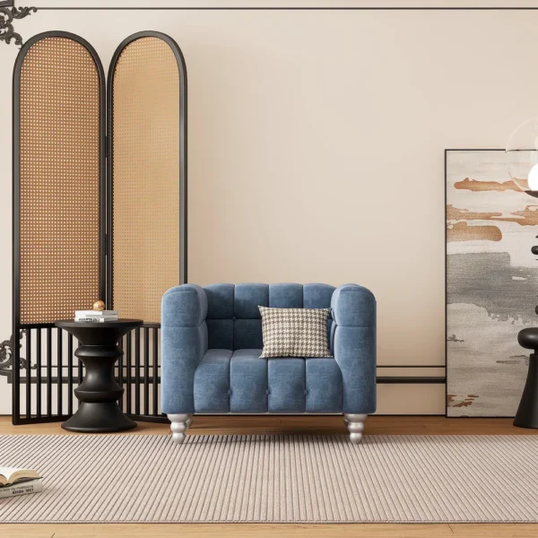 Modern 3-piece sofa set with solid wood legs, buttoned tufted backrest, Dutch fleece upholstered sofa set - Image 15