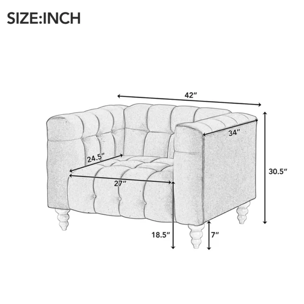 Modern 3-piece sofa set with solid wood legs, buttoned tufted backrest, Dutch fleece upholstered sofa set - Image 16