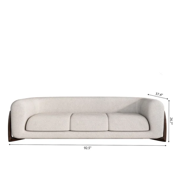 Breathable Beige Wool Sofa Love Seat Minimalist Couch - Image 13