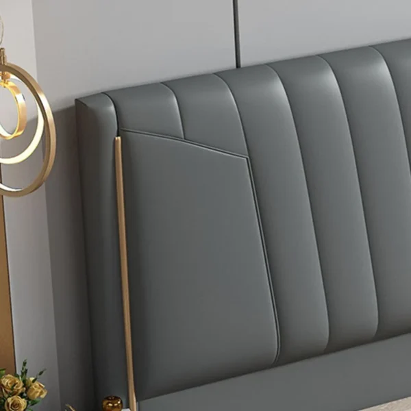 Modern Panel Bed Foam Gray Standard Bed with Upholstered Headboard - Image 18