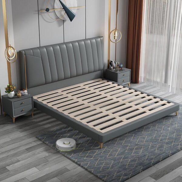 Modern Panel Bed Foam Gray Standard Bed with Upholstered Headboard - Image 19