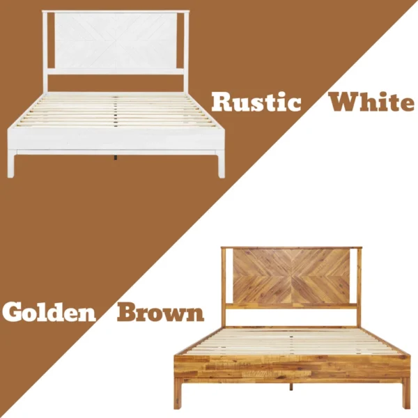 Vivian Solid Wood Platform Bed with Headboard, Rustic Bed Frame - Image 17