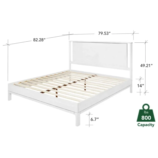 Vivian Solid Wood Platform Bed with Headboard, Rustic Bed Frame - Image 19