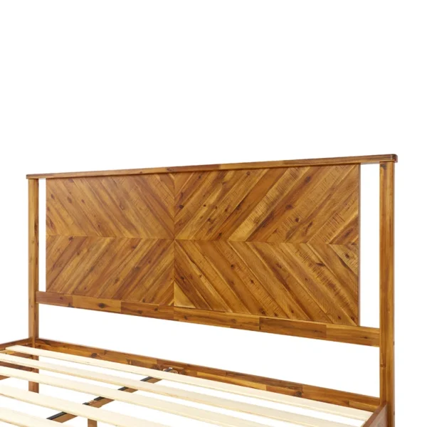 Vivian Solid Wood Platform Bed with Headboard, Rustic Bed Frame - Image 19