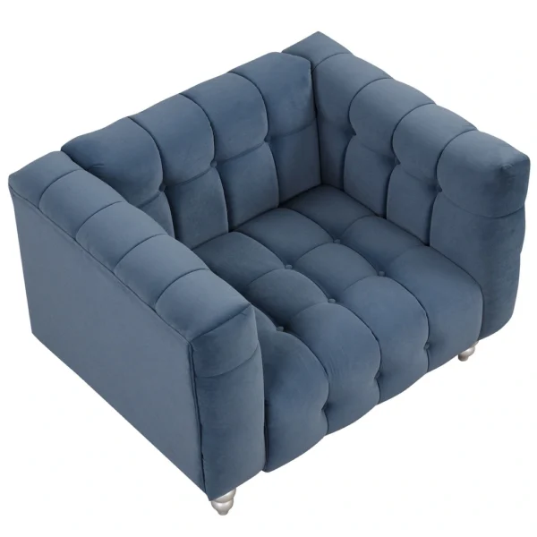 Modern 3-piece sofa set with solid wood legs, buttoned tufted backrest, Dutch fleece upholstered sofa set - Image 19