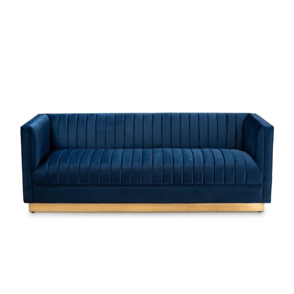 Aveline Glam and Luxe Upholstered Sofa - Blue - Image 3