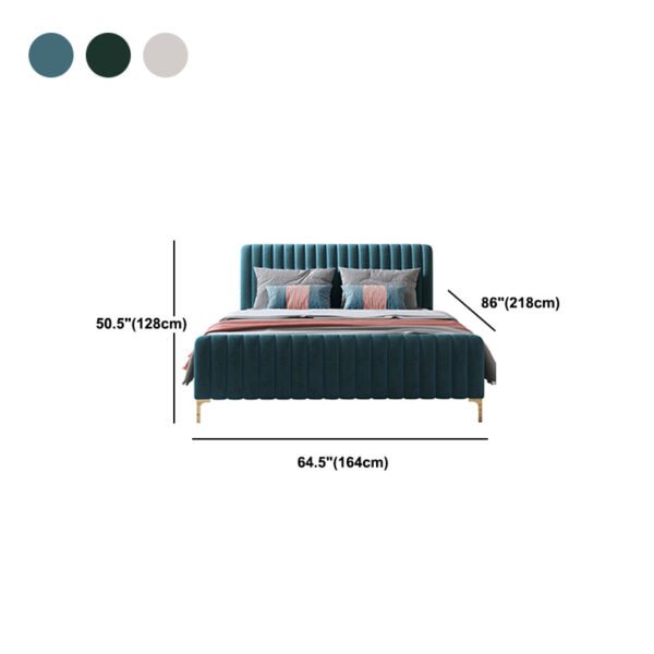 Glam Style Bed Frame Solid Color Standard Bed with Headboard - Image 2