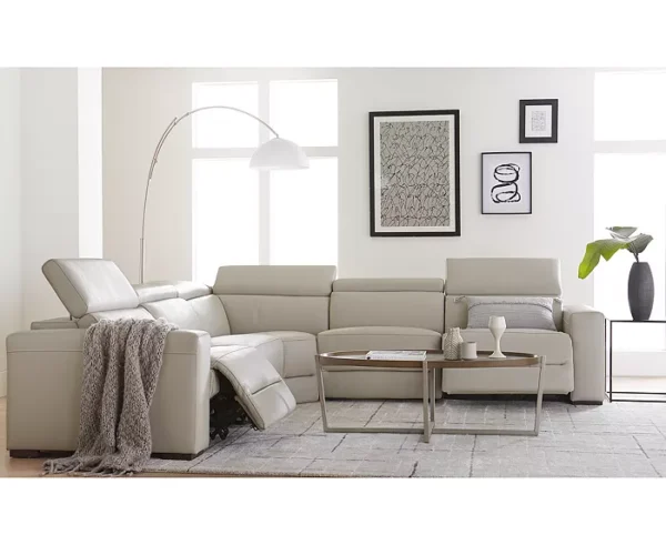 Leather Sectional Sofa with Chaise, 2 Power Recliners and Articulating Headrests - Image 2