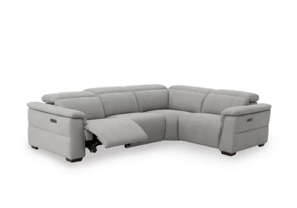Fabric Double Power Recliner Corner Sofa with Power Headrests - Image 2