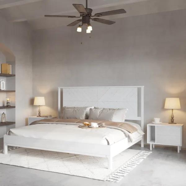 Vivian Solid Wood Platform Bed with Headboard, Rustic Bed Frame - Image 2