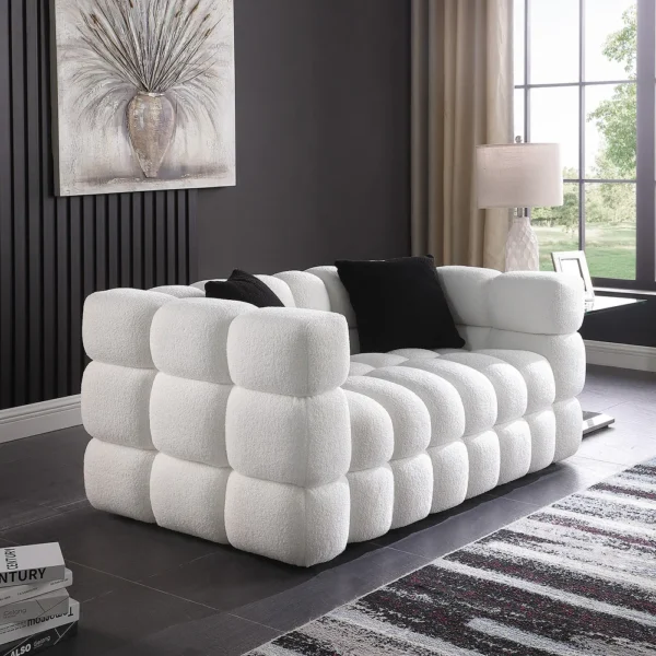 Wayna Modern Square Sofa, Sherpa Thick Cushion Double Sofa - Image 2