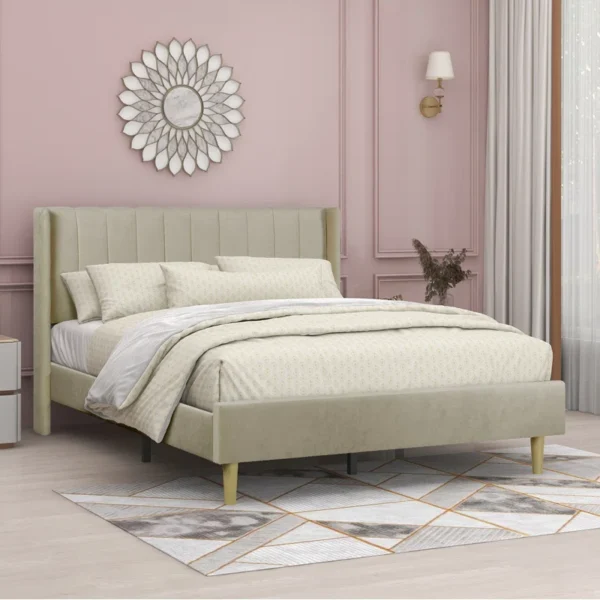 Eriksay Low Profile Upholstered Platform Bed with Winback Headboard - Image 2