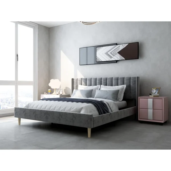 Eriksay Low Profile Upholstered Platform Bed with Winback Headboard - Image 2