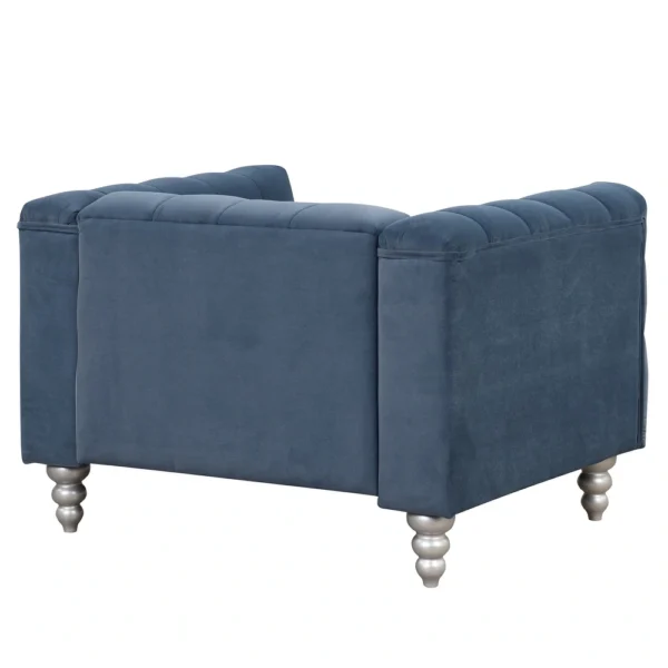 Modern 3-piece sofa set with solid wood legs, buttoned tufted backrest, Dutch fleece upholstered sofa set - Image 21