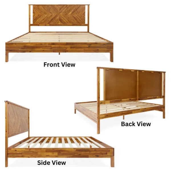 Vivian Solid Wood Platform Bed with Headboard, Rustic Bed Frame - Image 22