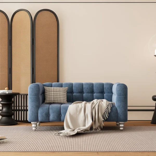 Modern 3-piece sofa set with solid wood legs, buttoned tufted backrest, Dutch fleece upholstered sofa set - Image 22