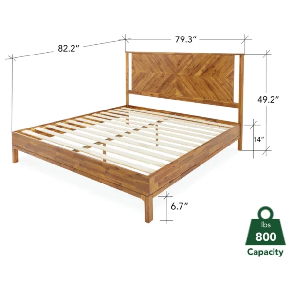 Vivian Solid Wood Platform Bed with Headboard, Rustic Bed Frame - Image 23