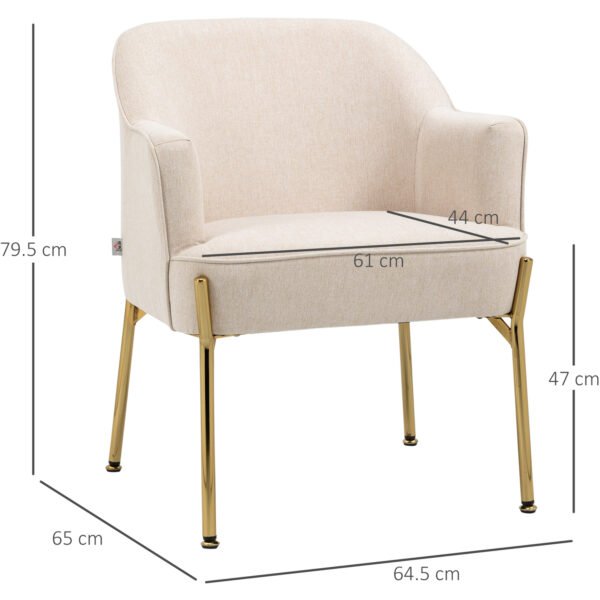 Armchair with Gold Metal Legs - Image 7