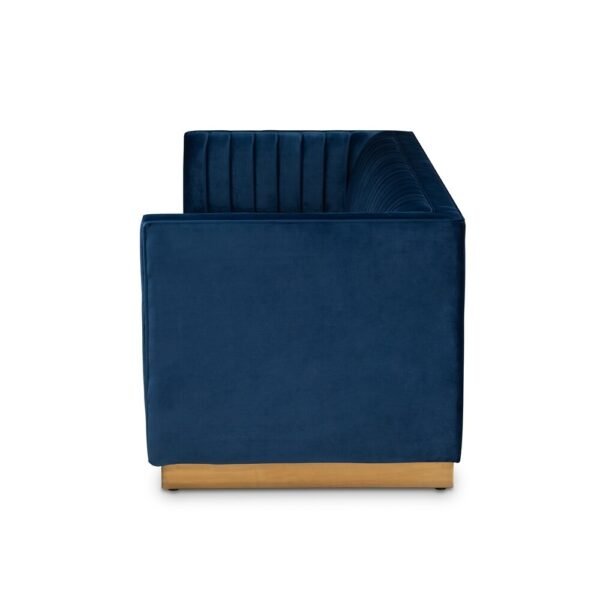 Aveline Glam and Luxe Upholstered Sofa - Blue - Image 4