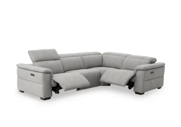 Fabric Double Power Recliner Corner Sofa with Power Headrests - Image 3