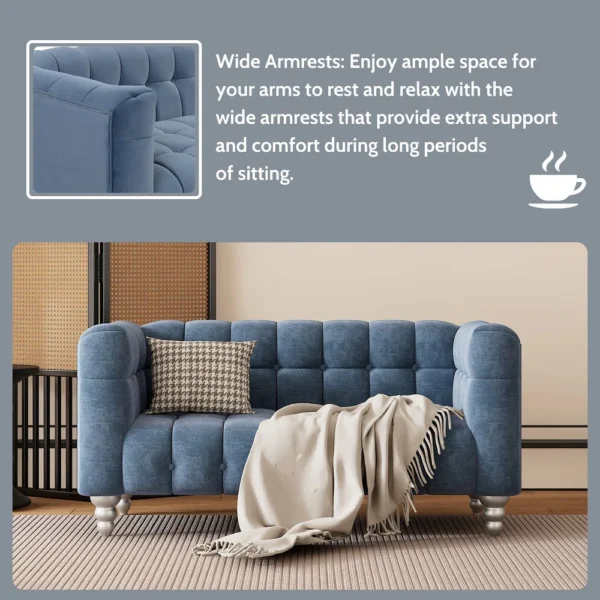 Modern 3-piece sofa set with solid wood legs, buttoned tufted backrest, Dutch fleece upholstered sofa set - Image 3