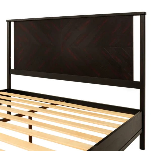 Vivian Solid Wood Platform Bed with Headboard, Rustic Bed Frame - Image 5